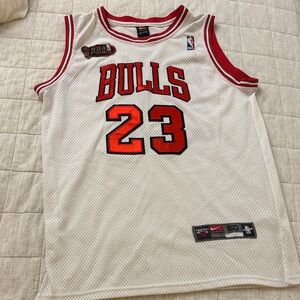 Nike Bulls 23 White Red Basketball Jersey